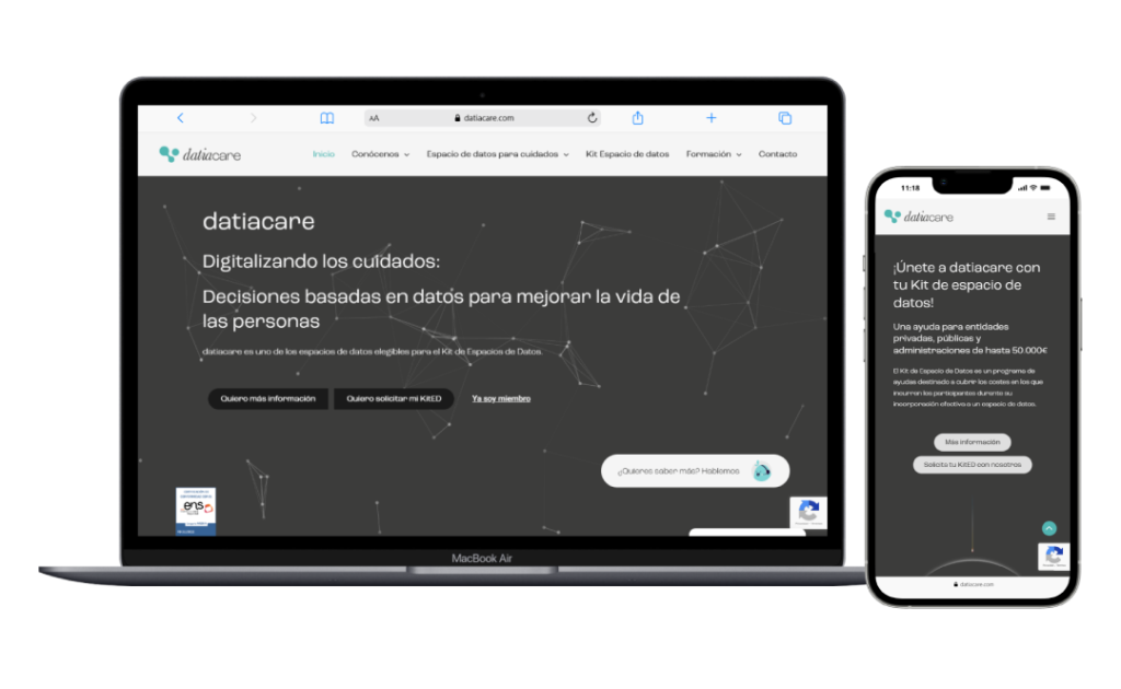 vista de datiacare en portátil y móvil